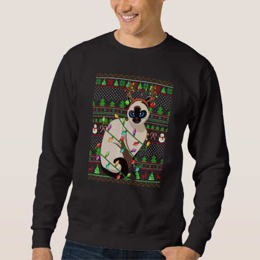 Ugly Xmas Sweater Style Lighting Balinese Cat Chri (Voorkant)
