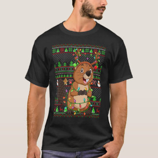 Ugly Xmas Sweater Style Lighting Beaver Christmas T-shirt