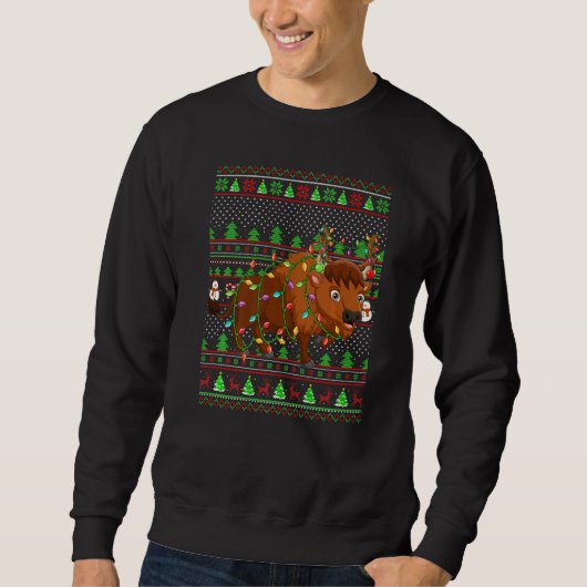 Ugly Xmas Sweater Style Lighting Bison Christmas (Voorkant)