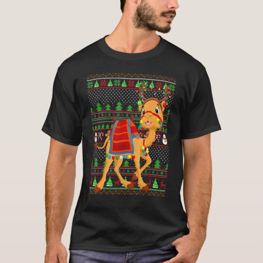 Ugly Xmas Sweater Style Lighting Camel Christmas T-shirt (Voorkant)