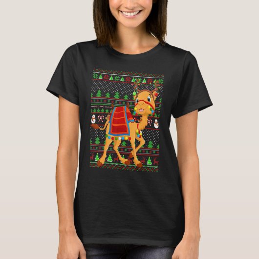 Ugly Xmas Sweater Style Lighting Camel Christmas T-shirt (Voorkant)