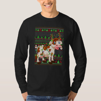 Ugly Xmas Sweater Style Lighting Cattle Christmas  T-shirt