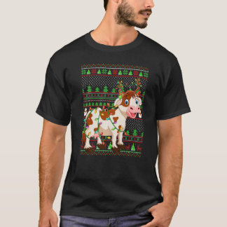 Ugly Xmas Sweater Style Lighting Cattle Christmas  T-shirt