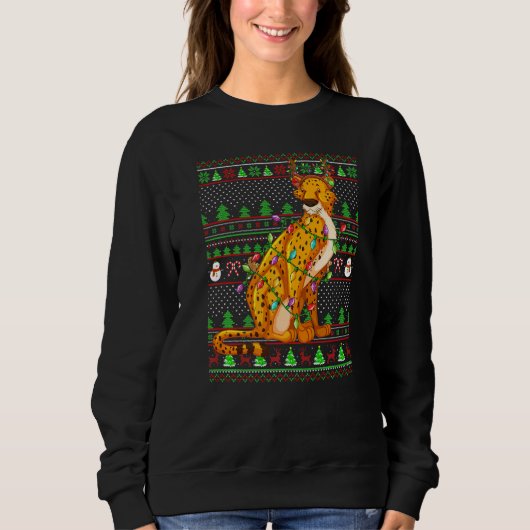 Ugly Xmas Sweater Style Lighting Cheetah Christmas (Voorkant)