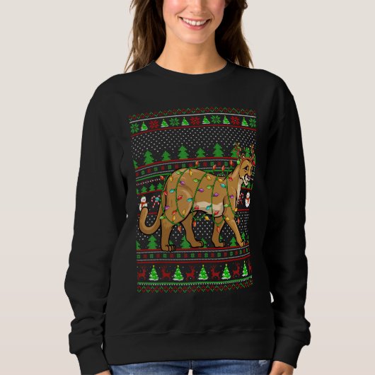 Ugly Xmas Sweater Style Lighting Cougar Christmas (Voorkant)
