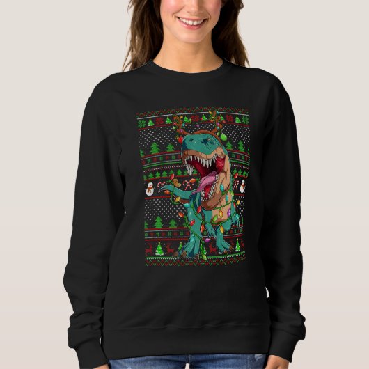 Ugly Xmas Sweater Style Lighting Dinosaur Christma (Voorkant)