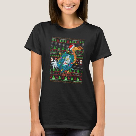 Ugly Xmas Sweater Style Lighting Dodo Bird Christm T-shirt (Voorkant)