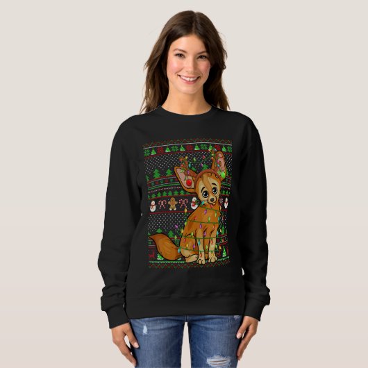 Ugly Xmas Sweater Style Lighting Fennec Fox Christ (Voorkant volledig)