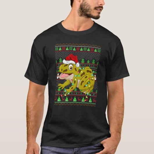 Ugly Xmas Sweater Style Lighting Frog Christmas T-shirt (Voorkant)