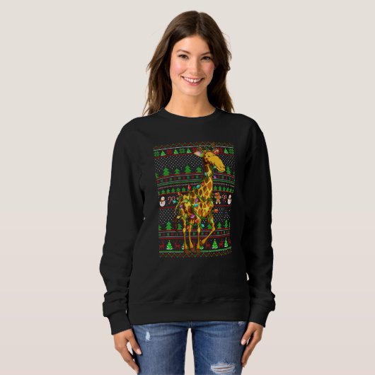 Ugly Xmas Sweater Style Lighting Giraffe Christmas (Voorkant volledig)