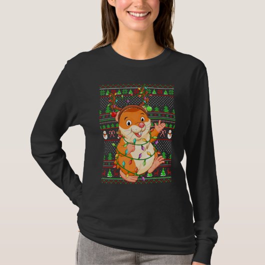 Ugly Xmas Sweater Style Lighting Hamster Christmas T-shirt (Voorkant)