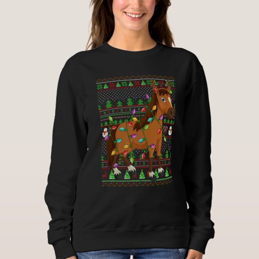 Ugly Xmas Sweater Style Lighting Horse Christmas (Voorkant)