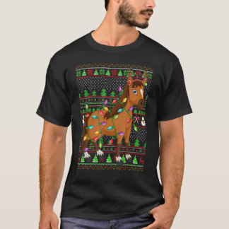Ugly Xmas Sweater Style Lighting Horse Christmas T-shirt