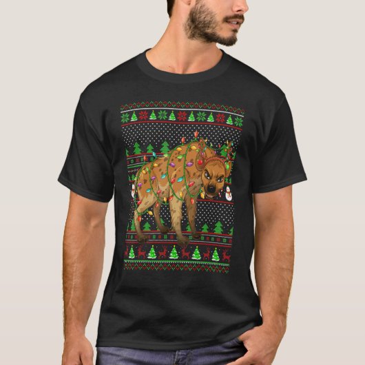 Ugly Xmas Sweater Style Lighting Hyena Christmas T-shirt (Voorkant)