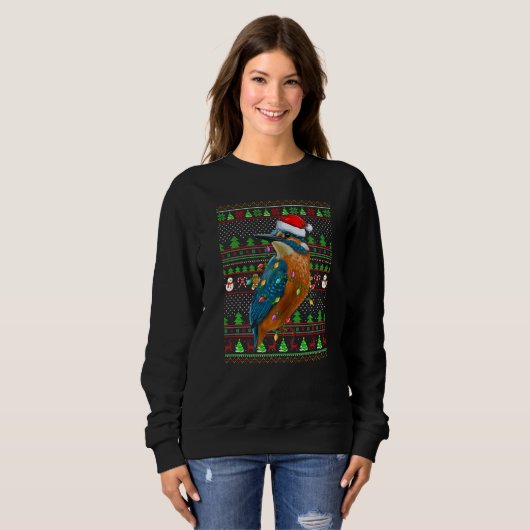 Ugly Xmas Sweater Style Lighting Kingfisher Bird C (Voorkant volledig)