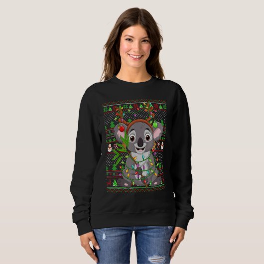 Ugly Xmas Sweater Style Lighting Koala Christmas (Voorkant volledig)