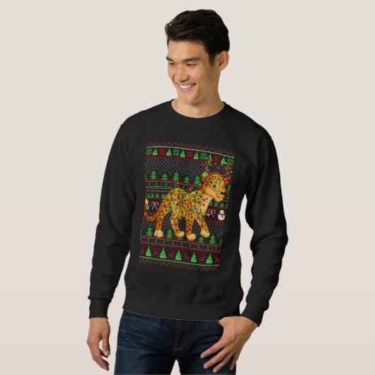 Ugly Xmas Sweater Style Lighting Leopard Christmas (Voorkant volledig)