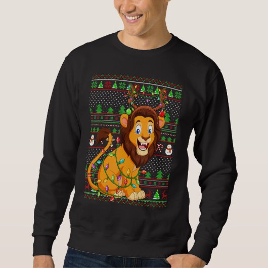 Ugly Xmas Sweater Style Lighting Lion Christmas (Voorkant)