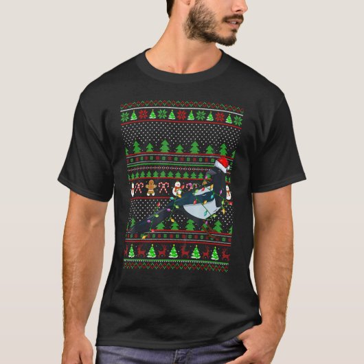 Ugly Xmas Sweater Style Lighting Magpie Bird Chris T-shirt (Voorkant)