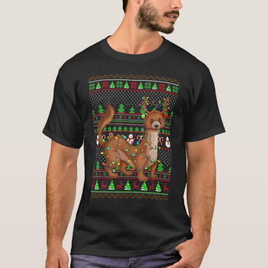 Ugly Xmas Sweater Style Lighting Mongoose Christma T-shirt (Voorkant)