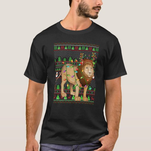 Ugly Xmas Sweater Style Lighting Mountain Lion Chr T-shirt (Voorkant)