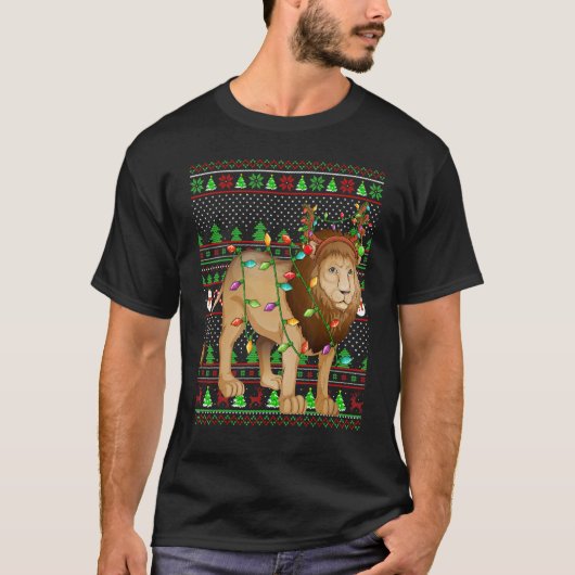 Ugly Xmas Sweater Style Lighting Mountain Lion Chr T-shirt (Voorkant)