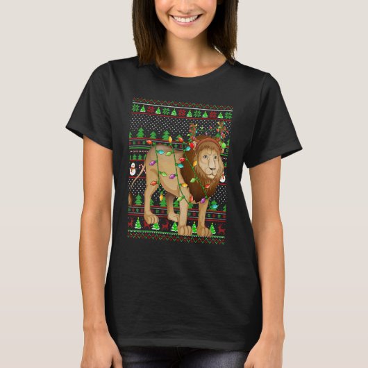 Ugly Xmas Sweater Style Lighting Mountain Lion Chr T-shirt (Voorkant)