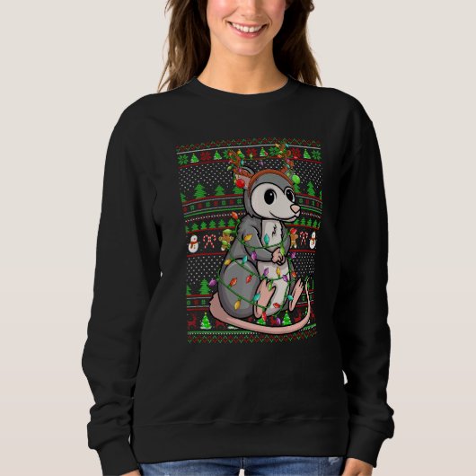 Ugly Xmas Sweater Style Lighting Opossum Christmas (Voorkant)