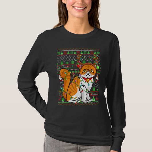 Ugly Xmas Sweater Style Lighting Persian Cat Chris T-shirt (Voorkant)