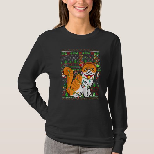 Ugly Xmas Sweater Style Lighting Persian Cat Chris T-shirt (Voorkant)