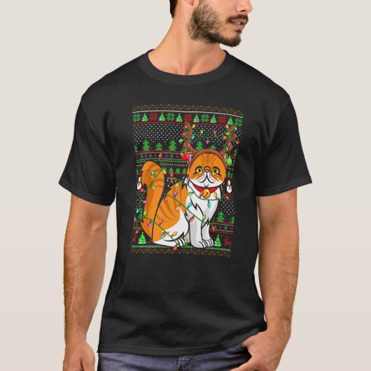 Ugly Xmas Sweater Style Lighting Persian Cat Chris T-shirt (Voorkant)