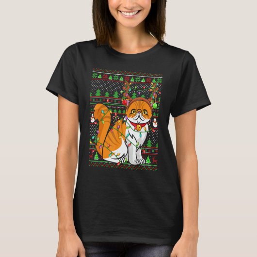 Ugly Xmas Sweater Style Lighting Persian Cat Chris T-shirt (Voorkant)