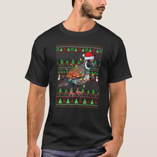 Ugly Xmas Sweater Style Lighting Quail Bird Christ T-shirt (Voorkant)