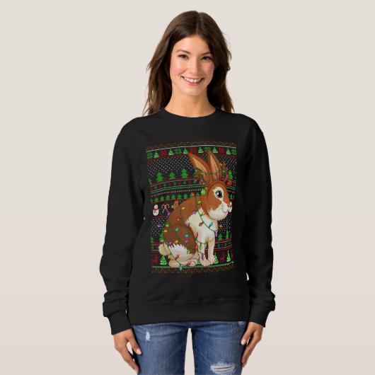 Ugly Xmas Sweater Style Lighting Rabbit Christmas (Voorkant volledig)