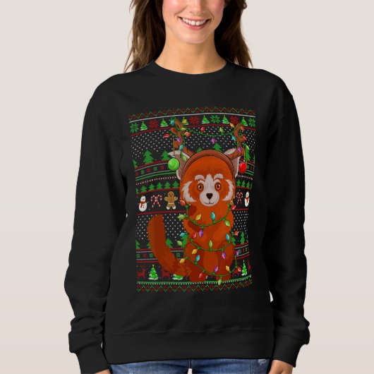 Ugly Xmas Sweater Style Lighting Red Panda Christm (Voorkant)