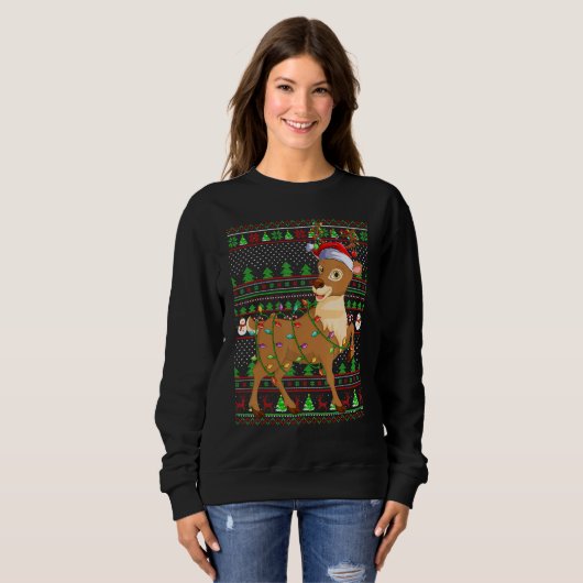 Ugly Xmas Sweater Style Lighting Reindeer Christma (Voorkant volledig)
