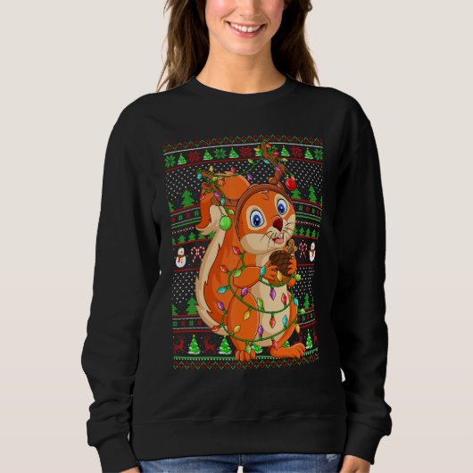 Ugly Xmas Sweater Style Lighting Squirrel Christma (Voorkant)