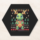 Ugly Xmas Sweater Style Lighting Turtle Christmas Kartonnen Onderzetters (Voorkant)