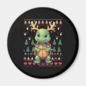Ugly Xmas Sweater Style Lighting Turtle Christmas  Magneet (Voorkant)