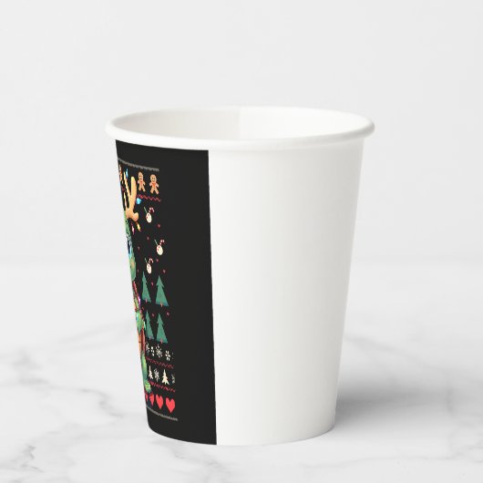 Ugly Xmas Sweater Style Lighting Turtle Christmas  Papieren Bekers (Links)