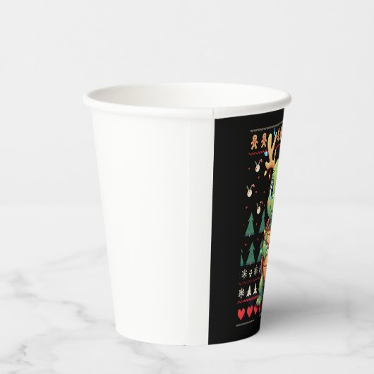 Ugly Xmas Sweater Style Lighting Turtle Christmas  Papieren Bekers (Rechts)