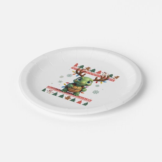 Ugly Xmas Sweater Style Lighting Turtle Christmas  Papieren Bordje (Gekanteld)