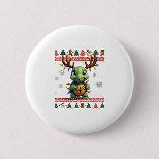 Ugly Xmas Sweater Style Lighting Turtle Christmas  Ronde Button 5,7 Cm