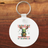 Ugly Xmas Sweater Style Lighting Turtle Christmas  Sleutelhanger (Voorkant)