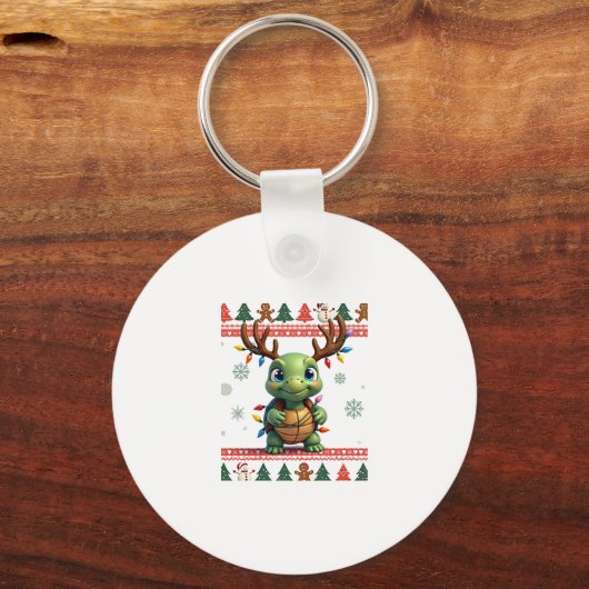 Ugly Xmas Sweater Style Lighting Turtle Christmas  Sleutelhanger (Voorkant)
