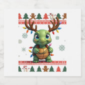 Ugly Xmas Sweater Style Lighting Turtle Christmas  Sparkling Wijnetiket (Enkel label)