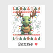 Ugly Xmas Sweater Style Lighting Turtle Christmas  Sticker (Vel)