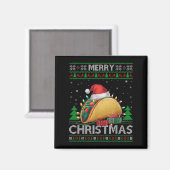 Ugly Xmas Sweater Style Lights Santa Taco Christma Magneet (Voorkant / Achterkant)