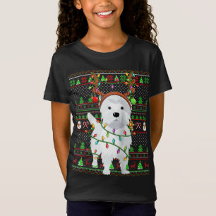 Ugly Xmas Sweater Style Lights Westie Dog Christma T-shirt