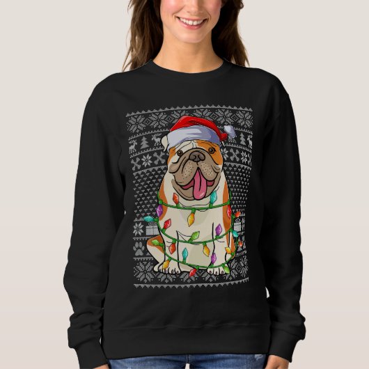 Ugly Xmas Sweater Style Santa American Bulldog Chr (Voorkant)